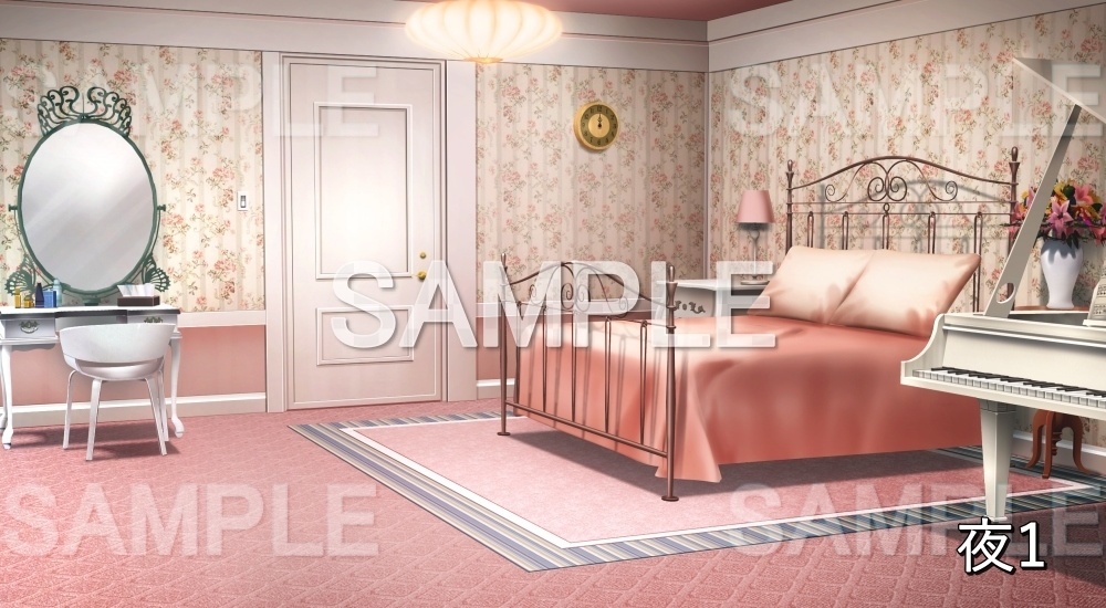 【背景素材】華やかな寝室 (お屋敷編part06-oyashiki06010)