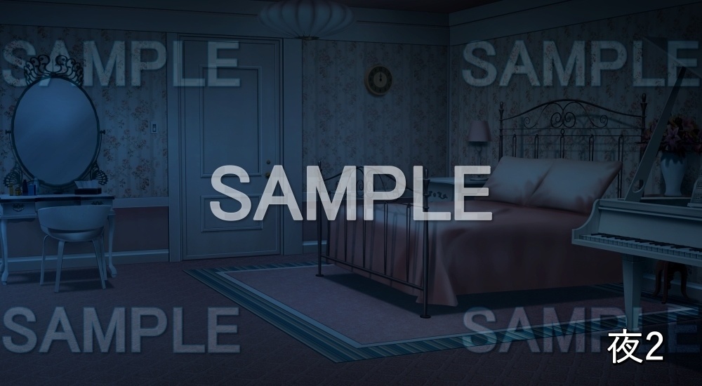 【背景素材】華やかな寝室 (お屋敷編part06-oyashiki06010)