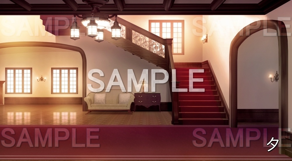 【背景素材】お屋敷の階段 (お屋敷編part06-oyashiki06013)