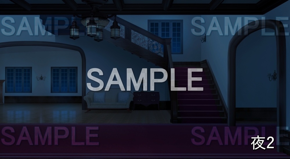 【背景素材】お屋敷の階段 (お屋敷編part06-oyashiki06013)