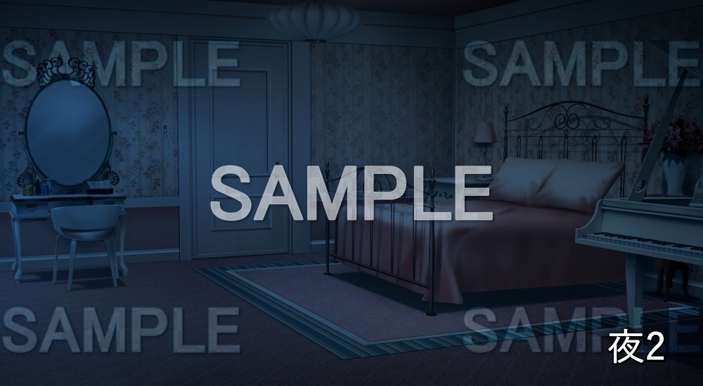 【背景素材】華やかな寝室 | 文字なし(お屋敷編part06-oyashiki06010)