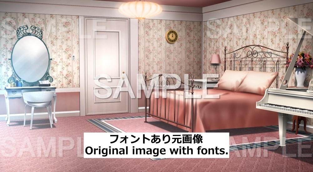【背景素材】華やかな寝室 | 文字なし(お屋敷編part06-oyashiki06010)