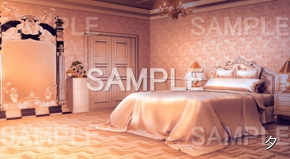 【背景素材】豪華な寝室 (お屋敷編part06-oyashiki06018)
