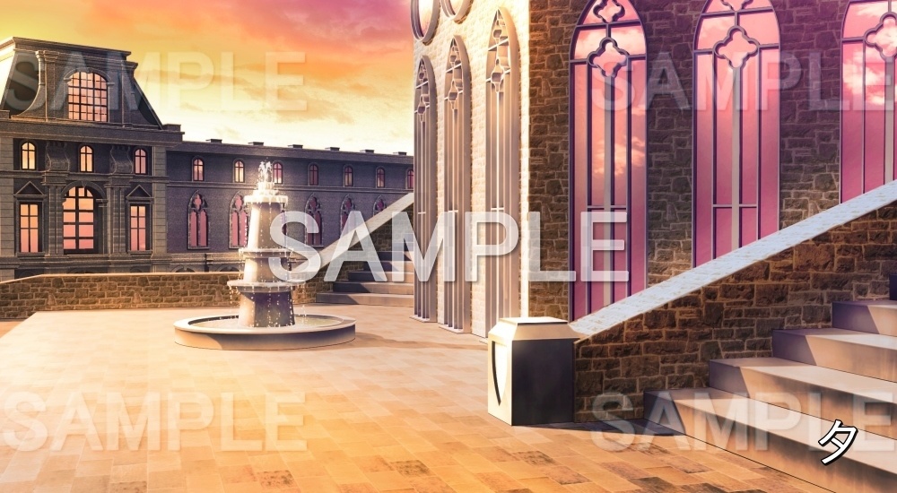 【背景素材】城の階段 (お屋敷編part06-oyashiki06019)