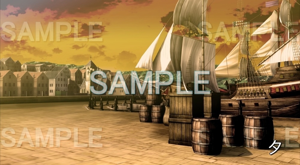 【背景素材】船着き場 船 (ファンタジー編part03-nexfan06s)