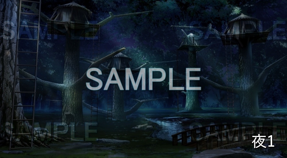 【背景素材】森の中の村 (ファンタジー編part03-nexfan02)