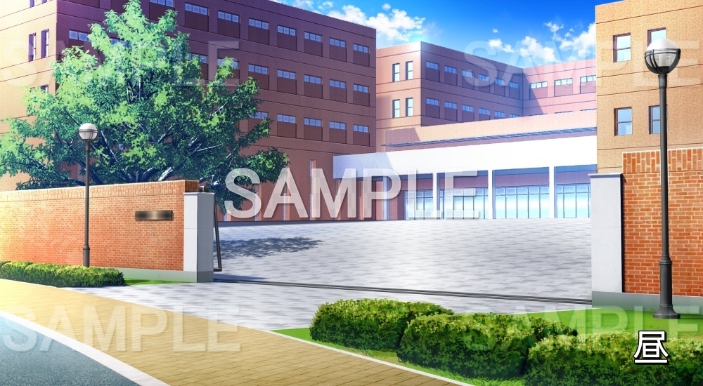 【背景素材】学園 校門 (学園編part12-bg002_sashool_h)