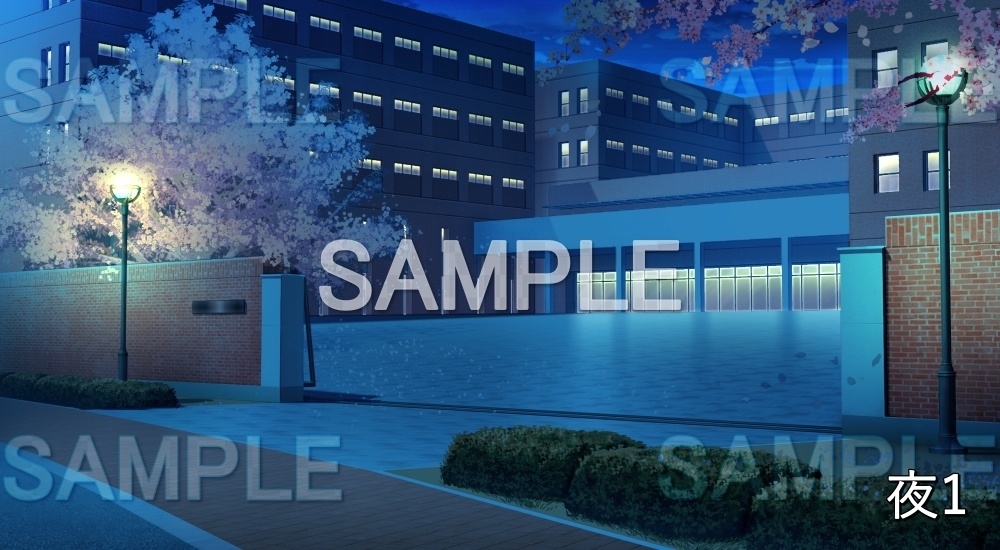 【背景素材】学園 桜咲く校門 (学園編part12-bg002_sashool_ch_b)