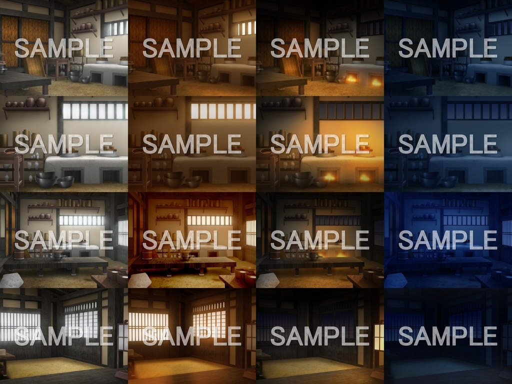 みにくる背景CG素材集『江戸編』part01 (茶室・囲炉裏・台所)【背景素材集】