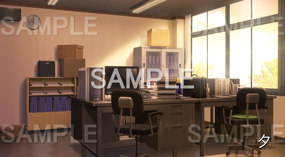 【背景素材】職員室 (学園編part12-BG13_d_a)