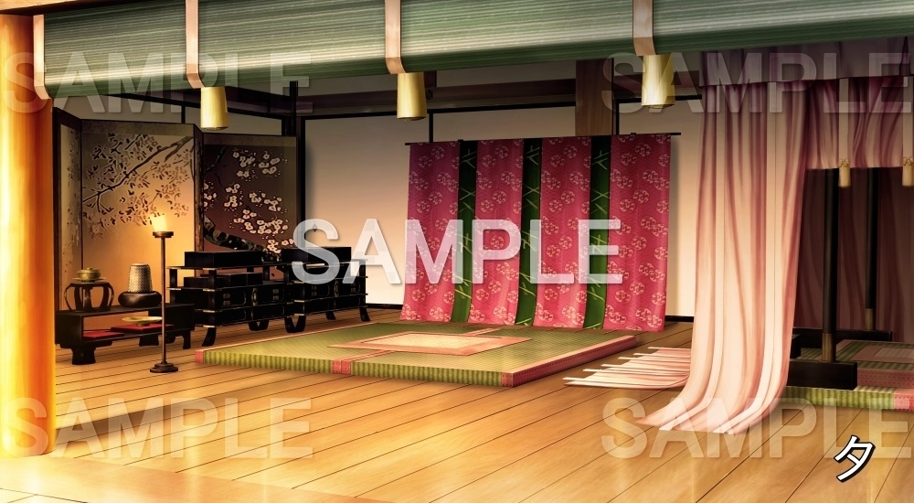 【背景素材】寝殿造りの部屋③ (平安編part01-1710heian03)