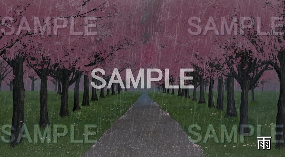 【背景素材】桜並木 (自然春編part05-flower_namiki01)