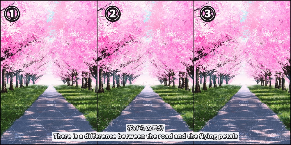 【背景素材】桜並木 (自然春編part05-flower_namiki01)