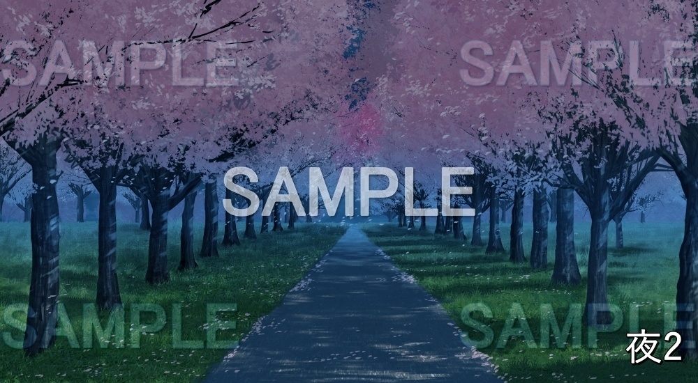 【背景素材】桜並木 (自然春編part05-flower_namiki01)