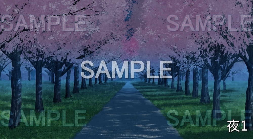 【背景素材】桜並木 (自然春編part05-flower_namiki01)