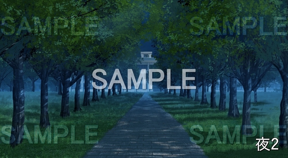 【背景素材】並木道 校舎 新緑 (自然春編part05-flower_namiki04)