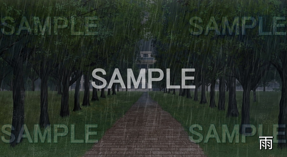 【背景素材】並木道 校舎 新緑 (自然春編part05-flower_namiki04)