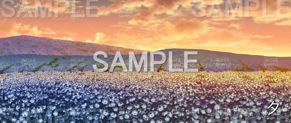 【背景素材】ネモフィラ畑_木なし (自然春編part05-flower_nemo02_L)