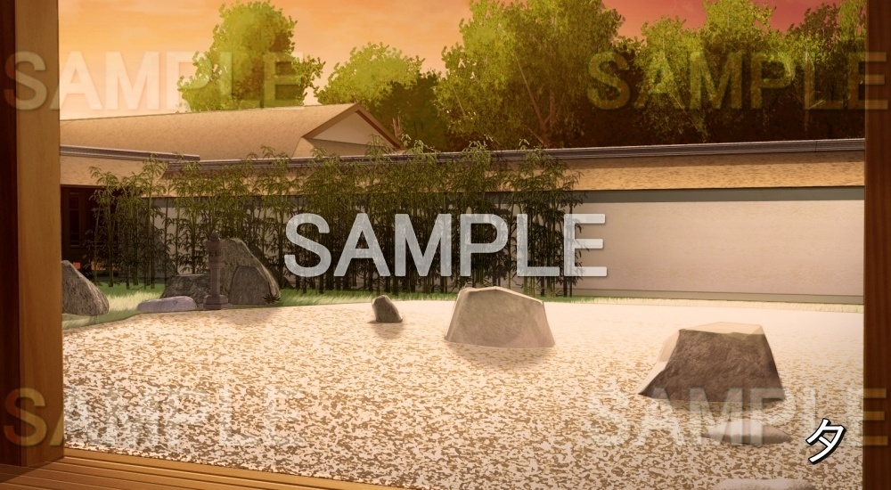 【背景素材】枯山水庭園 (平安編part01-1710heian23)