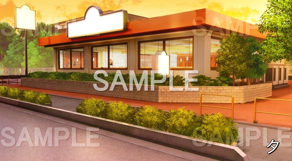 【背景素材】ファミレス外観 (店舗&施設編part02-shop_fami_01)