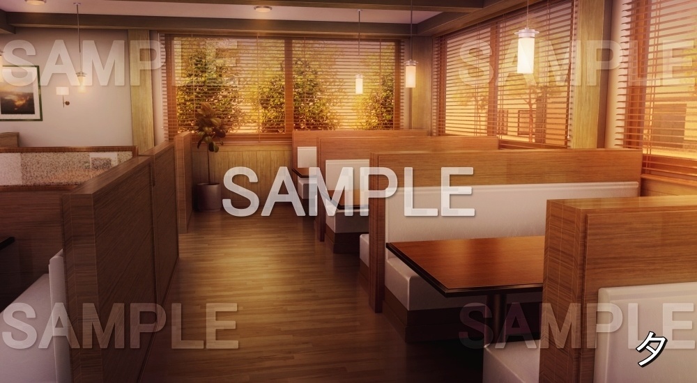 【背景素材】ファミレス内観 (店舗&施設編part02-shop_fami_02)