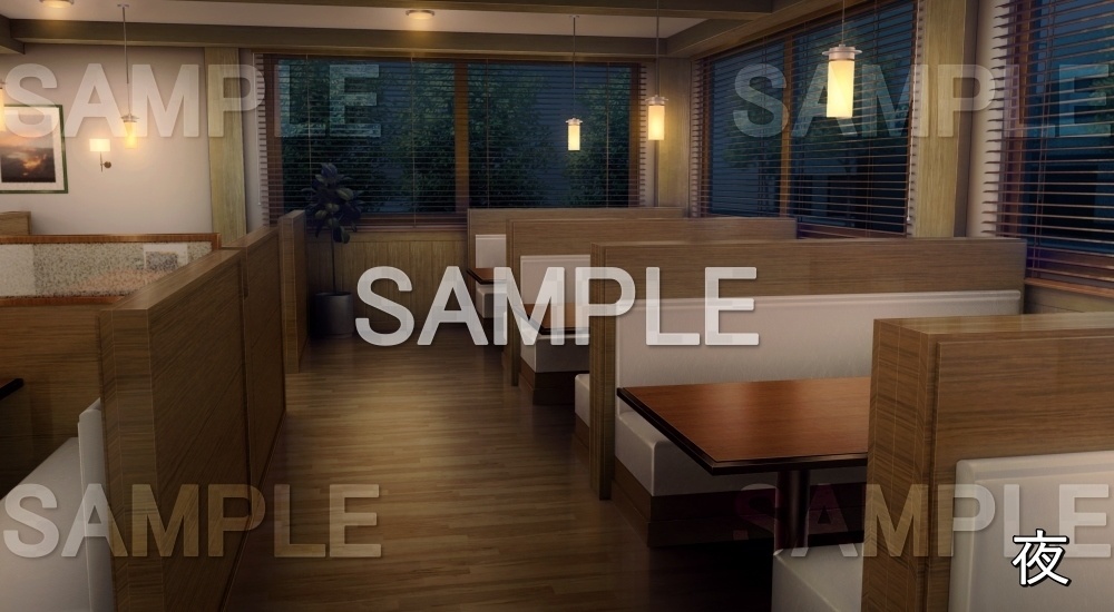 【背景素材】ファミレス内観 (店舗&施設編part02-shop_fami_02)