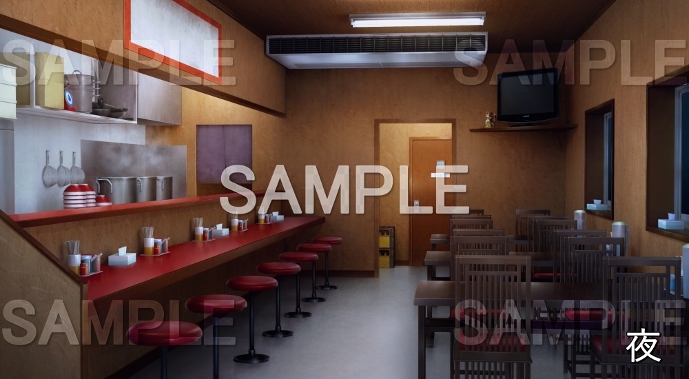 【背景素材】ラーメン屋 内観 | 文字なし (店舗&施設編part02-shop_ra)