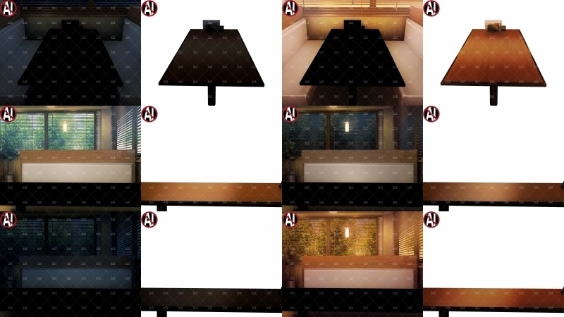 みにくる背景CG素材集『店舗&施設編』part02(BoostB)ファミレス・パン屋・回転寿司 【背景素材集】