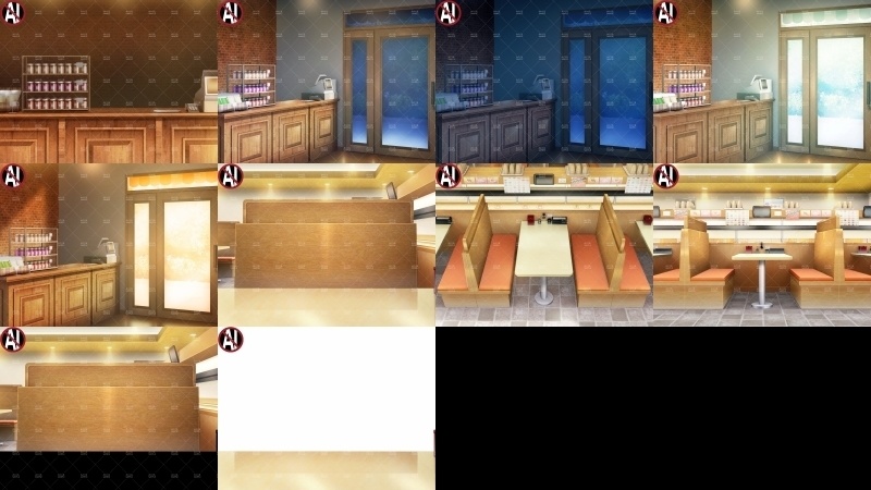 みにくる背景CG素材集『店舗&施設編』part02(BoostB)ファミレス・パン屋・回転寿司 【背景素材集】