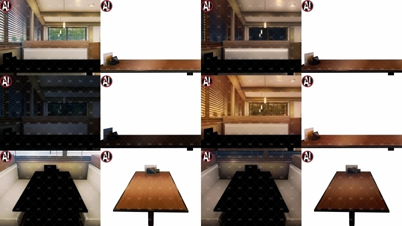 みにくる背景CG素材集『店舗&施設編』part02(BoostB)ファミレス・パン屋・回転寿司 【背景素材集】