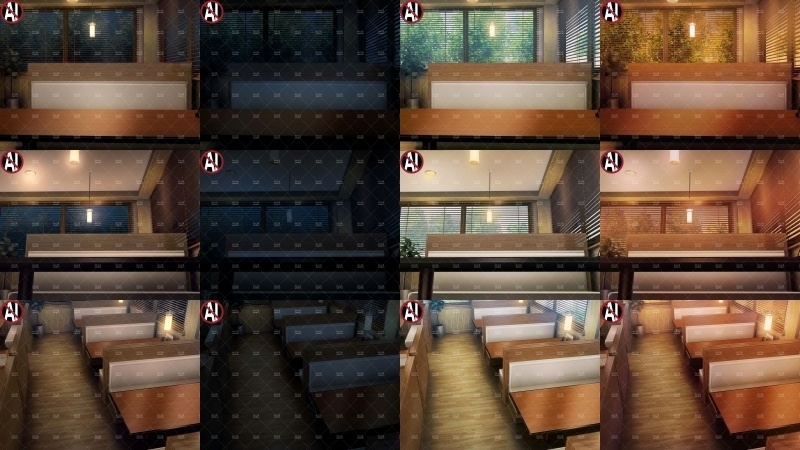 みにくる背景CG素材集『店舗&施設編』part02(BoostB)ファミレス・パン屋・回転寿司 【背景素材集】