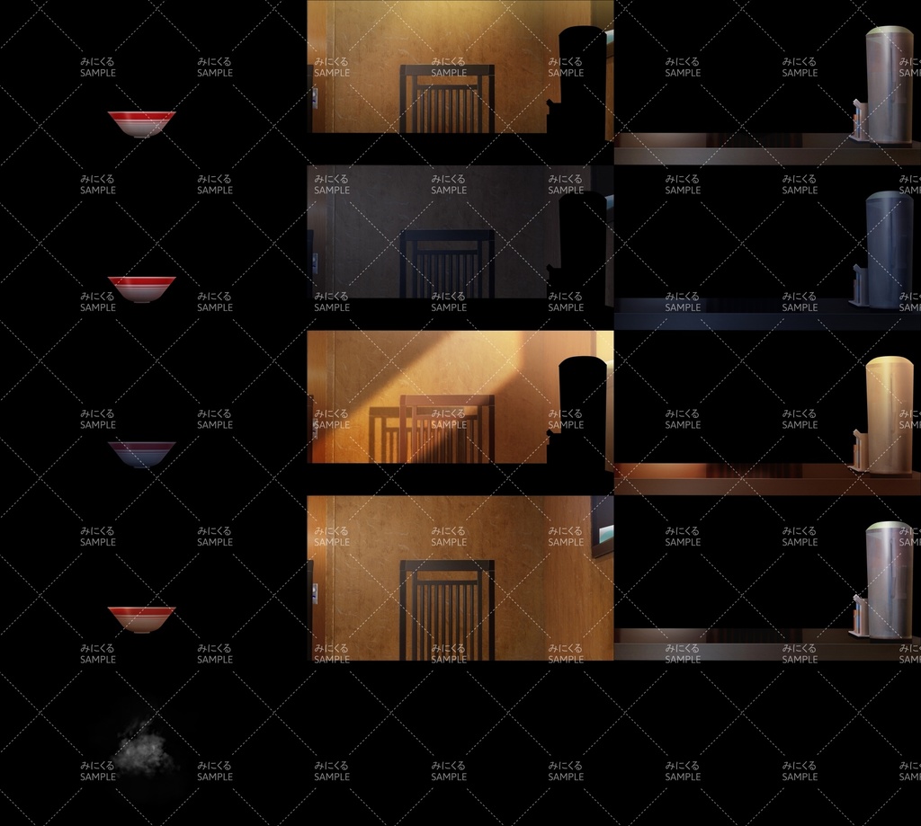 みにくる背景CG素材集『店舗&施設編』part02 焼肉・立ち食い蕎麦・ラーメン 【背景素材集】