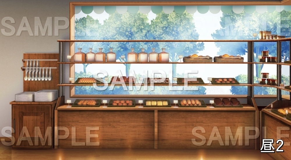 【背景素材】パン屋 内観② (店舗&施設編part02-shop_pan_01)