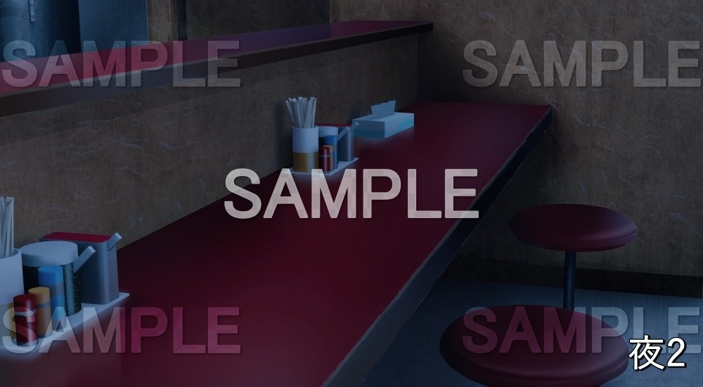 【背景素材】ラーメン 内観④ ラーメン無し (店舗&施設編part02-shop_ramen_03)