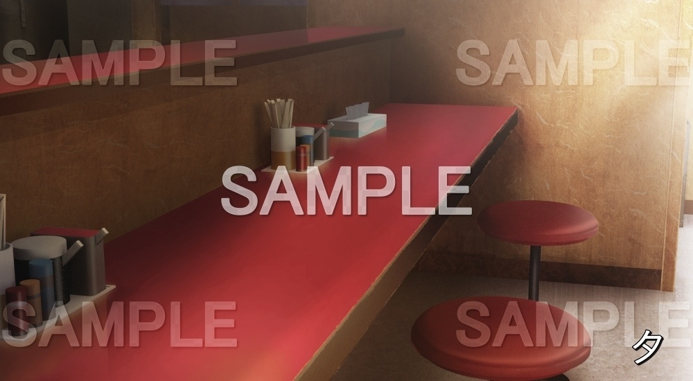 【背景素材】ラーメン 内観④ ラーメン無し (店舗&施設編part02-shop_ramen_03)