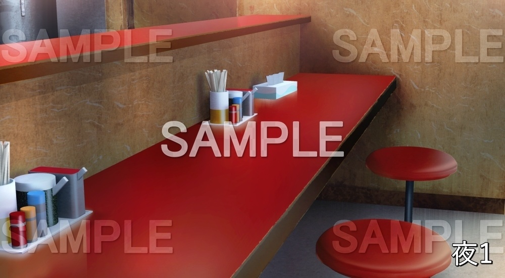 【背景素材】ラーメン 内観④ ラーメン無し (店舗&施設編part02-shop_ramen_03)