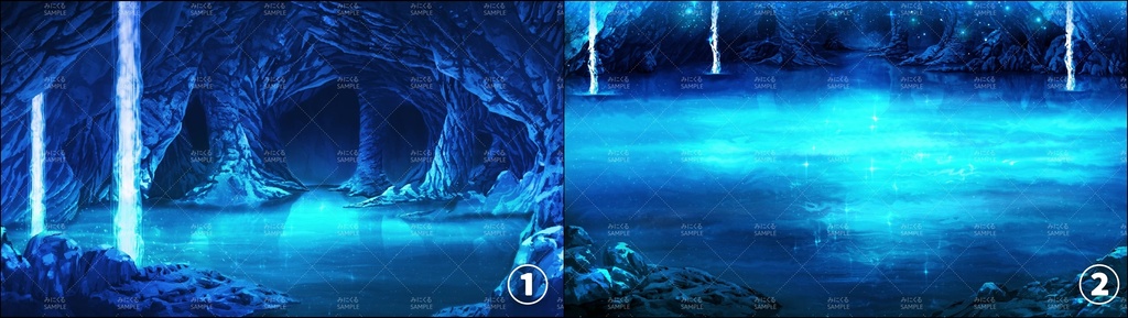 【動く背景素材】煌めく水の洞窟 (ダンジョン編01_water02_dan)