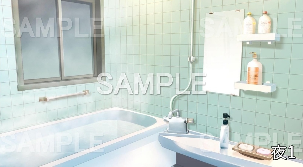 【背景素材】お風呂場 (日常編part14-1711daily02)