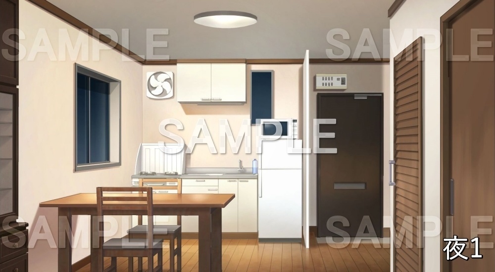 【背景素材】アパートのリビング (日常編part14-1711daily10)