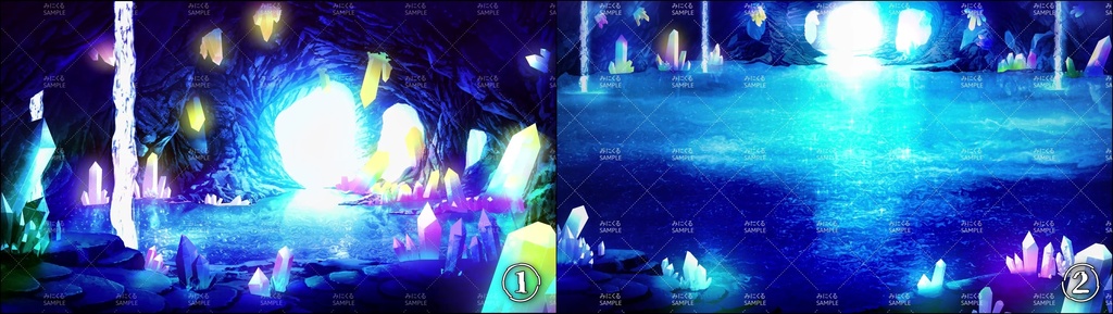【動く背景素材】揺らめくクリスタルの洞窟 (ダンジョン編01_crystal)
