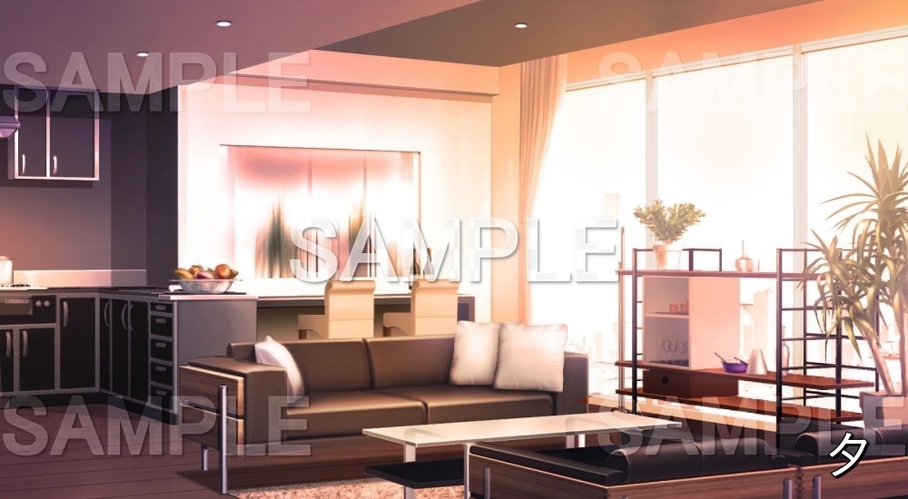 【背景素材】オシャレなマンションのリビング (日常編part14-snowuta017)