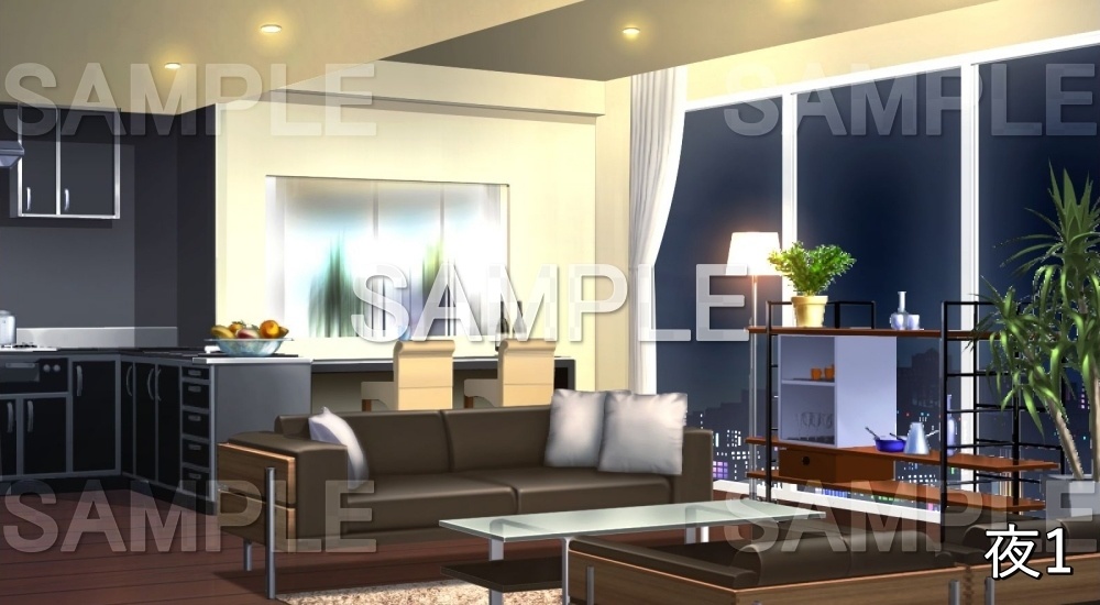 【背景素材】オシャレなマンションのリビング (日常編part14-snowuta017)