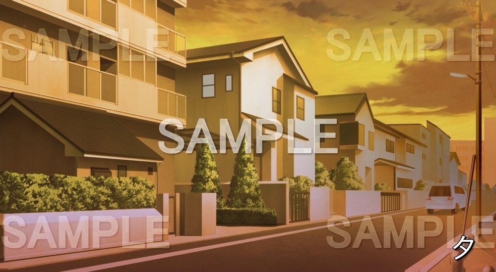 【背景素材】住宅街 (日常編part14-snowuta037)