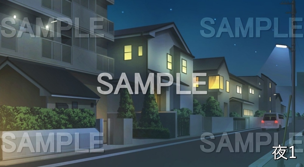【背景素材】住宅街 (日常編part14-snowuta037)