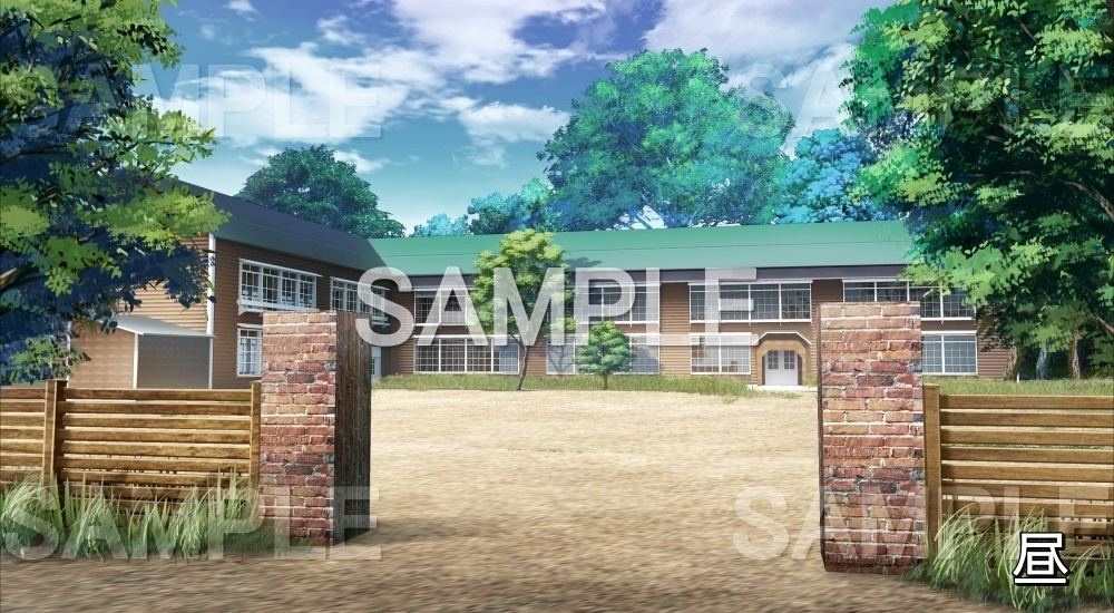 【背景素材】旧校舎 校門 (旧校舎・ホラー編-kadoku_003)
