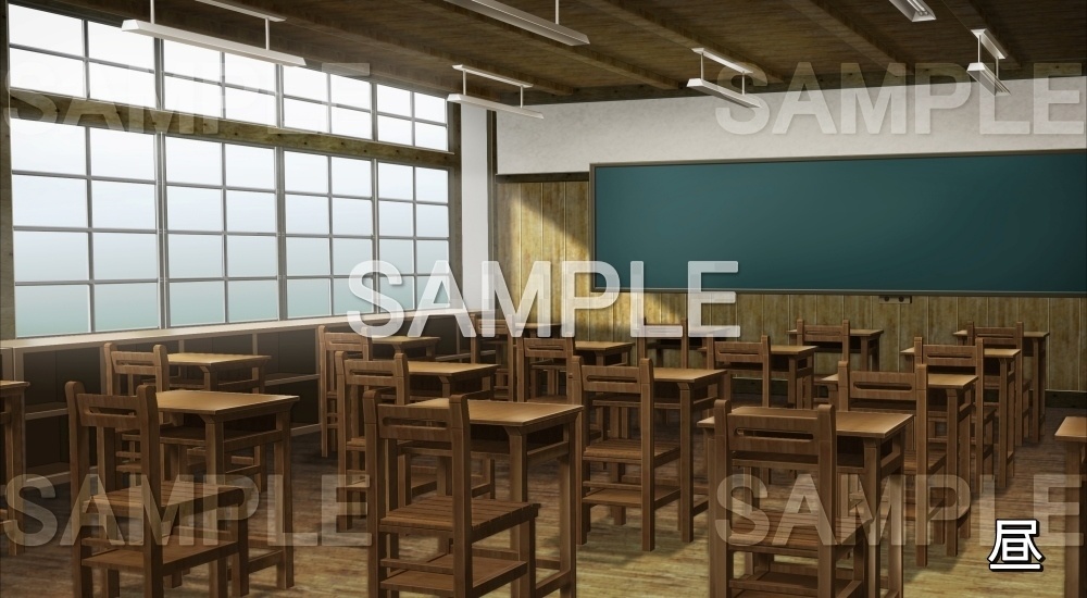 【背景素材】旧校舎 教室 (旧校舎・ホラー編-kadoku_001)