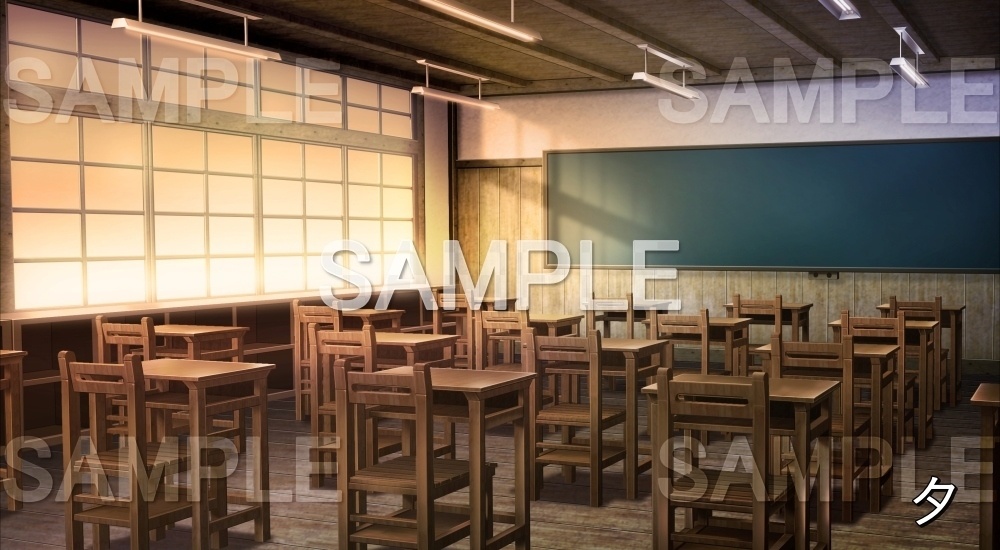 【背景素材】旧校舎 教室 (旧校舎・ホラー編-kadoku_001)