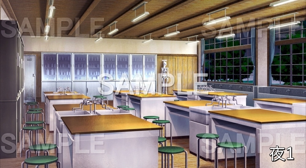 【背景素材】理科室 (旧校舎・ホラー編-kadoku_006)