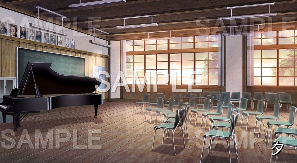 【背景素材】音楽室 (旧校舎・ホラー編-kadoku_005)