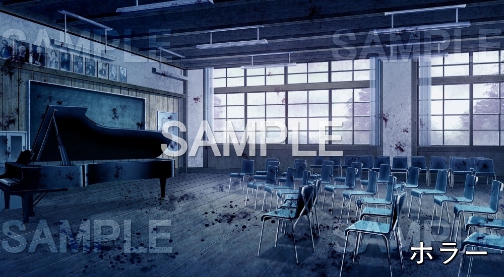 【背景素材】音楽室 (旧校舎・ホラー編-kadoku_005)